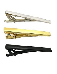 Kronen Soehne Mens Tie Clips Set Of 3 Skinny Tie Bar Clip Silver Gold Black