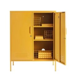 Steel Swing Door Sideboard Midi Storage Cabinet - Mustard Yellow