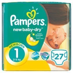 Pampers New Baby 27 Nappies Size 1 Carry Pack
