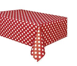 2 Pack Polka Dot Plastic Tablecloth 108 X 54 Red With White Dots