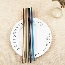 Hatabo Party Supplies Tea Reusable Straw 1PC Stainless Steel Straws Reusable Drinking Straw Metal Straw Tea Bar Accessory Wedding Party Tabaleware Supplies Random