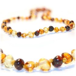 Certified Baltic Amber Teething Necklace For Baby Mixed Colors - Anti-inflammatory