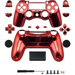 Canamite Replacement Parts Full PS4 Controller Housing Shell Protective Case Cover Button Kit For Playstation 4 Dualshock 4 Controller Red