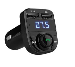 Hands Car Charger Bluetooth Fm Transmitter&music Adapter 3.1a Dual Usb Port Charger Compatible For Apple Iphone Samsung Galaxy Xiaomi Huawei Etc