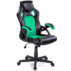 Giantex Gaming Executive Office Chair Reclining High Back Bucket Seat Pu Leather Racing Computer Desk Chair Green