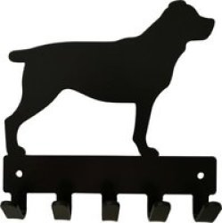 Rottweiler Key Rack & Leash Hanger 5 Hooks Black