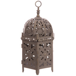 Grey Moroccan Style Lantern - Six Sided Domed Design