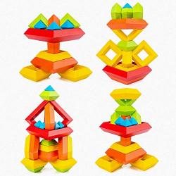 Kids Square Building Block Toy Pyramid 3D Puzzle Toy Toddler Turret Nesting Block Rainbow Tower Stack Toy Speed Cube Set Tower Creative Early Education