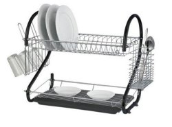 2 Tier Couloured Dish Rack White Red