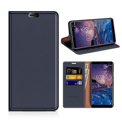Nokia 7 Plus Wallet Case Mobesv Nokia 7 Plus Leather Case phone Flip Book Cover viewing Stand card Holder For Nokia 7 Plus Dark Blue