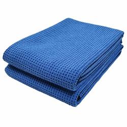 Polyte Elite Microfiber Drying Towel 25X36 2 Pack Waffle Blue