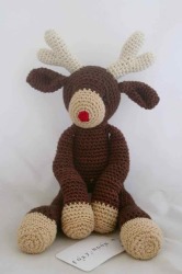 Dazzle The Reindeer - Finished Item - Crocheted Plush - 100% Cotton Yarn