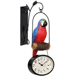 DyD Vivid Large Parrot Clockwall Parrot Clock Wall Art Clock Kitchen & Home