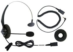 Dailyheadset 2.5MM Corded Phone Qd Headset Over Ear Headphones For Corded Cordless Ip Phone Home Landline Telephones Panasonic Polycom Grandstream Cisco Spa 303 5XX 9XX Phones
