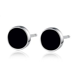 Yex Earrings Jewlery Black Crystal Silver Stud Earrings For Men