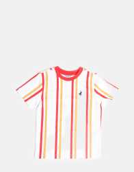 Polo Liam Vertical Stripe T-Shirt Scarlet - 13-14 Red