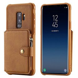 Dpowro Samsung Galaxy S9 Plus Case Excellent Excellence Bumper Flip Cover-brown