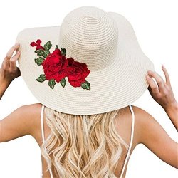 Women Floppy Sun Beach Straw Hats Wide Brim Packable Summer Cap