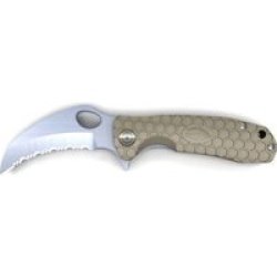 HB1152 Claw Flipper Serrated Knife Small Tan