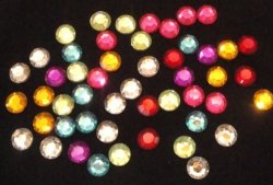 Tanday 300 Pieces 8MM Round Rhinestone Flatback -assorted Green Teal Red Purple Clear Yellow Fuschia