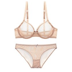 Women See-through Lace Push Up Transparent Sheer Bras For N279 40C Beige