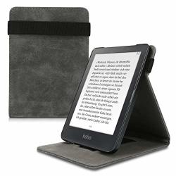 Kwmobile Cover For Kobo Clara HD - Faux Suede E-reader Case With Built-in Hand Strap And Stand - Dark Grey
