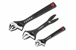 Ares 33000-3-PIECE Adjustable Wrench Set - Extra Wide Jaw Capacity Up To 1 1 2-INCHES - 6-INCH And 10-INCH Adjustable And 8-INCH Adjustable Alligator Wrench Included