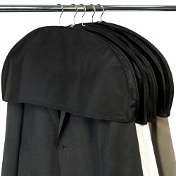 HANGERWORLD Pack Of 5 Black Breathable Shoulder Covers - Dust Protector Storage Bags With Gusset - 62CM X 30CM X 4CM