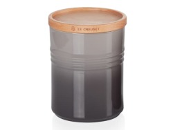 Le Creuset Medium Stoneware Storage Jar With Wooden Lid Flint