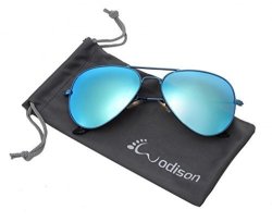 Wodison Vintage Mirrored Aviator Sunglasses For Men women Blue Frame Blue Lens
