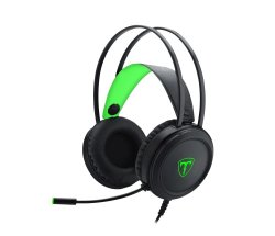 Ural Green Lighting Gaming Headset W Gooseneck MIC - Black green