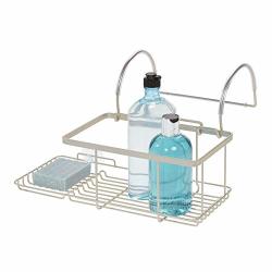 Idesign 23825EU Everett Drill Bathroom Storage Small Metal Hanging Tray Bath Caddy For Soap Cosmetics Books Tablet And Phone Matte Silver 30.7 Cm X