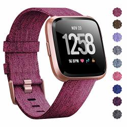 Kimilar Compatible Fitbit Versa Bands Women Men Large Small Woven Fabric Breathable Accessories Strap Compatible Fitbit Versa Smart Watch 041801-L Large 7.1"-9.1"