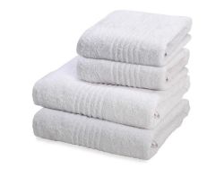 Snag Free 485GSM White Bath Sheet & Hand Towel Set - Pack Of 4