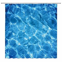 Bcnew Ocean Decor Blue Home Shower Curtain Shining Clear Sea Water Bathroom Curtain Polyester Fabric Machine Washable With Hooks 70 X 70 Inches Multi 3159L