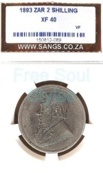 1893 Zar 2 Shillings Sangs Graded Xf 40 - Catalogue Value R14 000.00