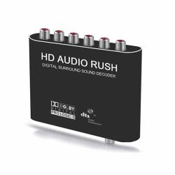 Raintoad 5.1 Audio Rush Digital Sound Decoder Converter Optical Spdif Coaxial Dts Dolby HD Audio Rush Converter To Analg 6 Rca Adapter