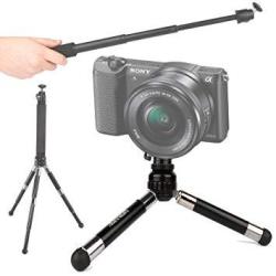 Duragadget Telescopic 2-IN-1 Tripod Monopod 'selfie'-pod For The Nikon 1 V3 Nikon Coolpix AW120 Coolpix S810C & Sony A5100 Compact Cameras