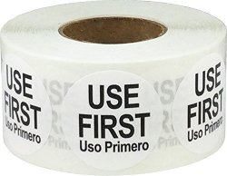 White Circle With Black Use First Uso Primero Stickers 1 Inch Round 500 Labels On A Roll
