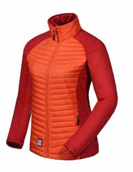 Little Donkey Andy Women's Insulated Hiking Jacket Thermal Running Hybrid Jacket Lightweight Breathable And Warm Lightweight Warm And Breathable Orange dark Red Size XS