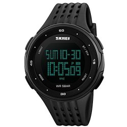 Digital Watches For Men Women's Watch Skmei Watreproof Chronograph Black Band Sports Ladies Watches Black