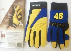 Jimmie Johnson 48 Nascar Deerskin Leather Work Driving Collectible Gloves - Medium