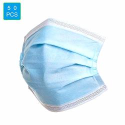 50 X Disposable Surgical Face Masks With Earloops 3 Ply Hygienic Medical Face Mouth Mask Breathing Protection Dust Filter Mouth COVER2 Blue
