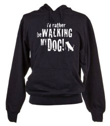 I'd Rather Be Walking My Dog Design Unisex Fit Hoodie Top - Black Size: Medium
