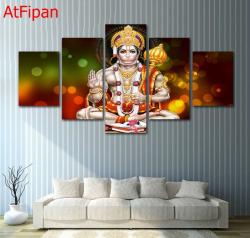 5 Piece HD Printed Canvas - Hanuman - Frameless - 12X16 12X24 12X32INC No Frame