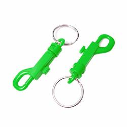 25 Pack Plastic Snap Hooks Rotary Cord Hole 6.5MM With Split Keychain  O-ring 30MM Dia. For Backpack Outdoor Camping Kits FLC018-AO Green