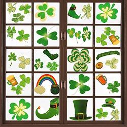 Zhanmai 320 Pieces St. Patrick's Day Window Stickers Shamrock Wall Clings For Irish Party Decorations