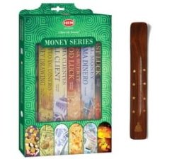 Money Drawing Incense Sticks & Burner Gift Set- Attracts Money & Wealth