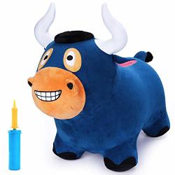 Iplay Ilearn Bouncy Pals Bull Hopper Toy Toddler Plush Bouncing Horse Kids Inflatable Ride Farm Animal Bouncer W Pump Indoor Outdoor Hopping Birthday Gift