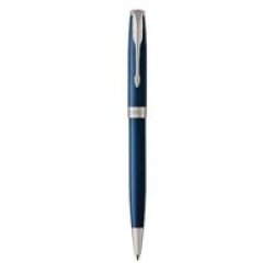 Sonnet Medium Nib Ballpoint Pen Blue With Chrome Trim Black Ink - Presented In A Gift Box